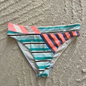 Billabong Multicolor Stripes Bikini Women’s Size L High Waisted Maui Rider Style